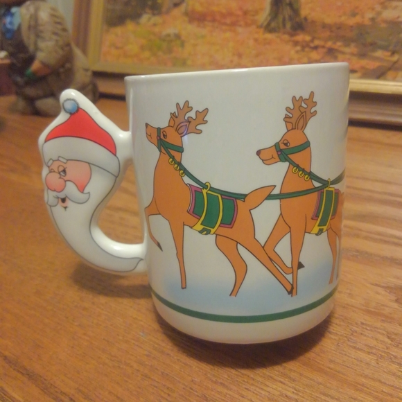 Vtg 80s 🔥 🦌 🎄 Coffee Mug ☕ 💕 Love Mug Santa Claus Reindeer Christmas Rare 💎 - Picture 7 of 8